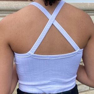 White ribbed halter crop top